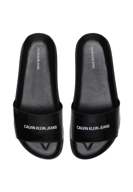 Chinelo Slide Couro Calvin Klein Logo Preto - Marca Calvin Klein