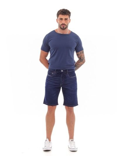 Bermuda Jeans Masculina com Elastano Básica 23240 Escura Consciência - Marca Consciência