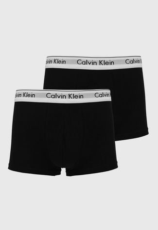 Kit 2pçs Cueca Calvin Klein Underwear Boxer Logo Preta