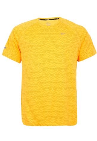 Camiseta Nike Printed Miler Ss Atomic Laranja