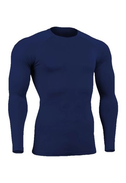 Camisa Térmica 4 Estações Blusa Manga Longa Fechada Frio Proteção UV50 Azul Marinho - Marca 4 Estações