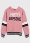 Blusa de Moletom Amora Infantil Lettering Rosa - Marca Amora