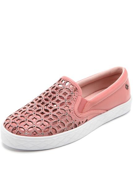 Slip On Couro Capodarte Lasercut Rosa - Marca Capodarte