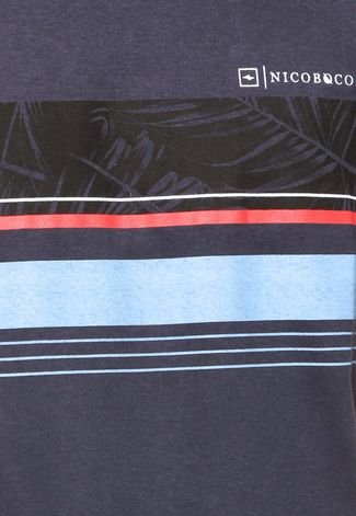 Camiseta Manga Curta Nicoboco Summer Stripes Azul-Marinho