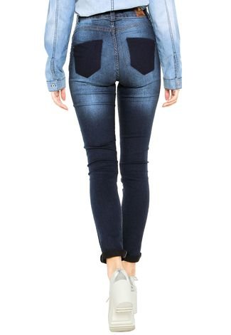 Calça Jeans Biotipo Super Skinny Corpete Azul-marinho
