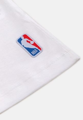 Camiseta NBA Juvenil Half Logo Brooklyn Nets Branca Off